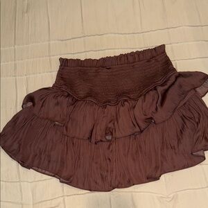 Eesome Brown Ruffled Bubble Mini Skirt